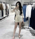 Cotton Hollow Out Embroidered Shirts With Mini Skirts
